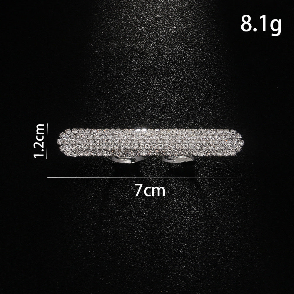 Women's Rhinestone Geometric Double Ring