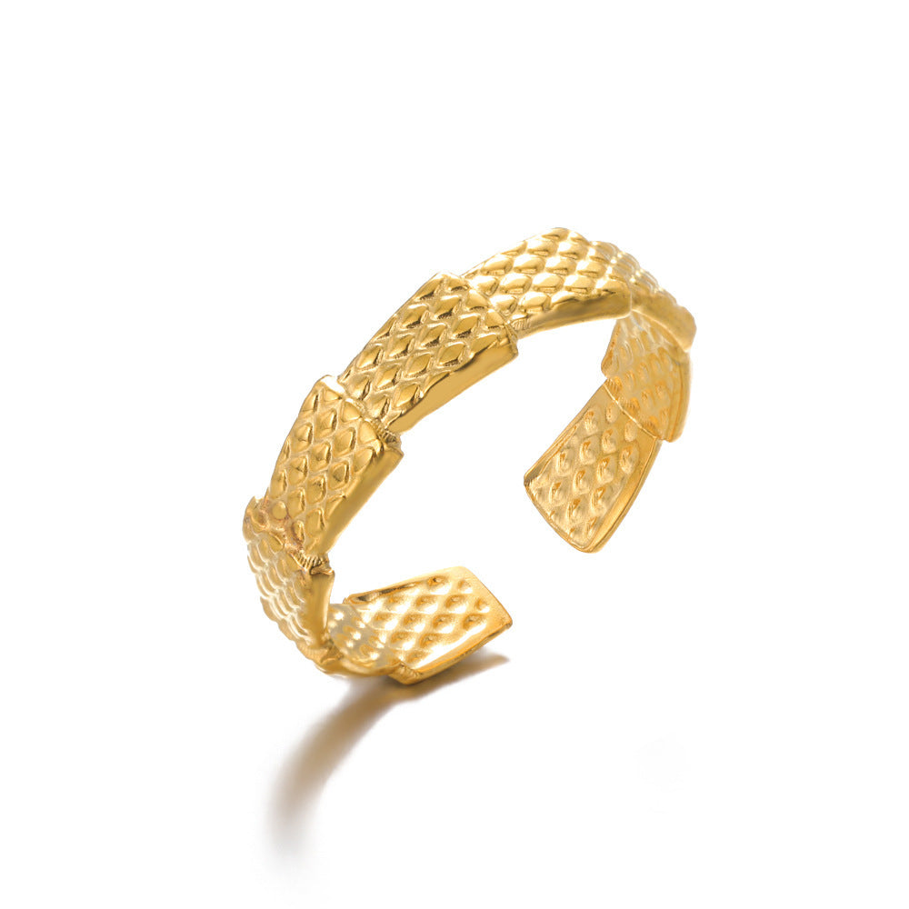 Geometry Pattern Hollow Adjustable Ring