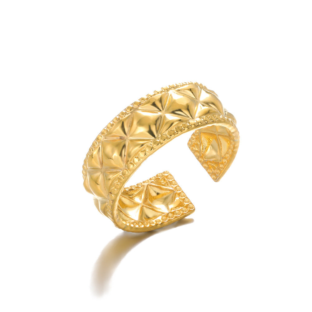 Geometry Pattern Hollow Adjustable Ring