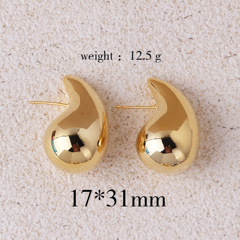 Copper Plating 18K Real Metal Drop-shaped Earrings