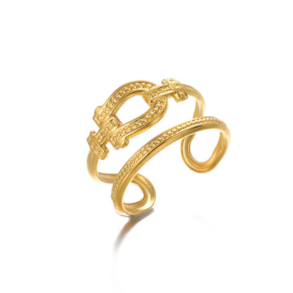 Geometry Pattern Hollow Adjustable Ring