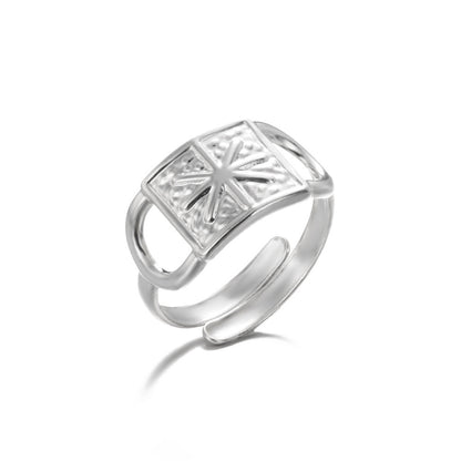 Geometry Pattern Hollow Adjustable Ring