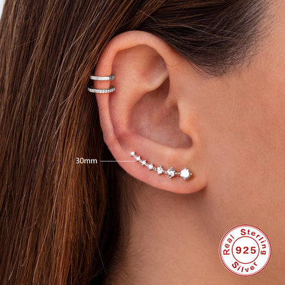 Single Row Shiny Diamond Ear Studs