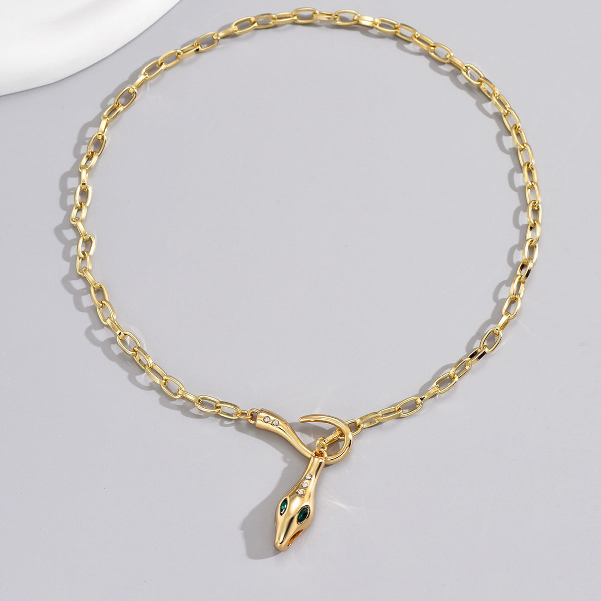 Elegant Metal Snake Series Diamond-studded Necklace