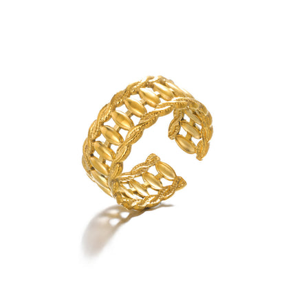 Geometry Pattern Hollow Adjustable Ring