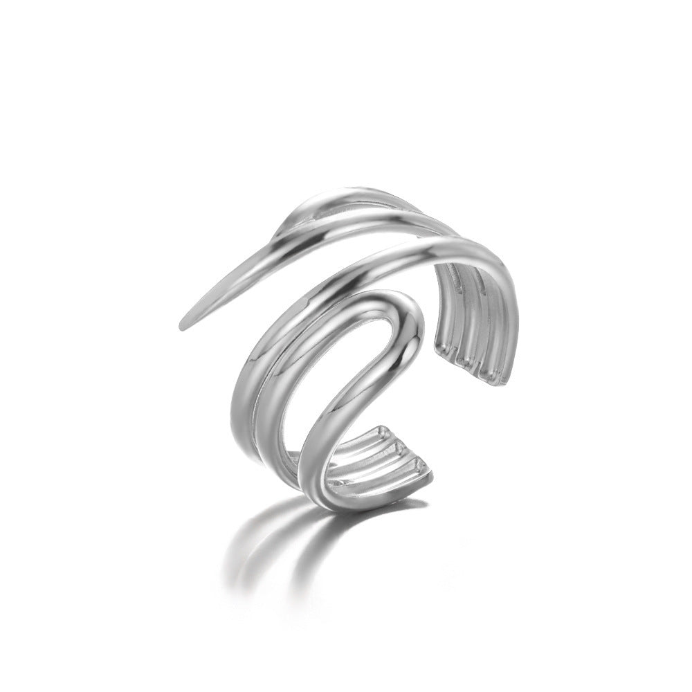 Geometry Pattern Hollow Adjustable Ring