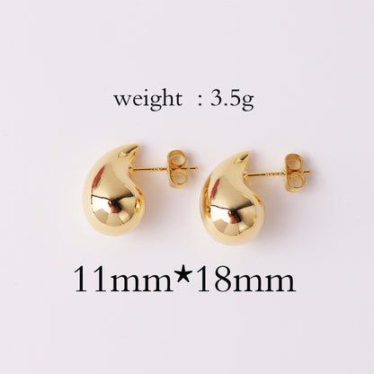 Copper Plating 18K Real Metal Drop-shaped Earrings