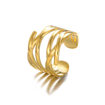 Geometry Pattern Hollow Adjustable Ring