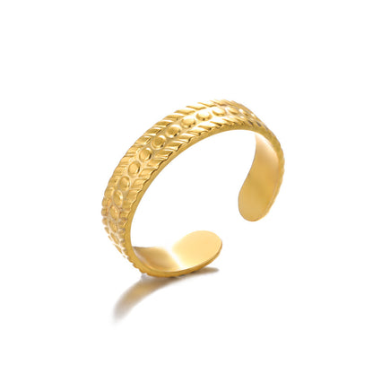 Geometry Pattern Hollow Adjustable Ring