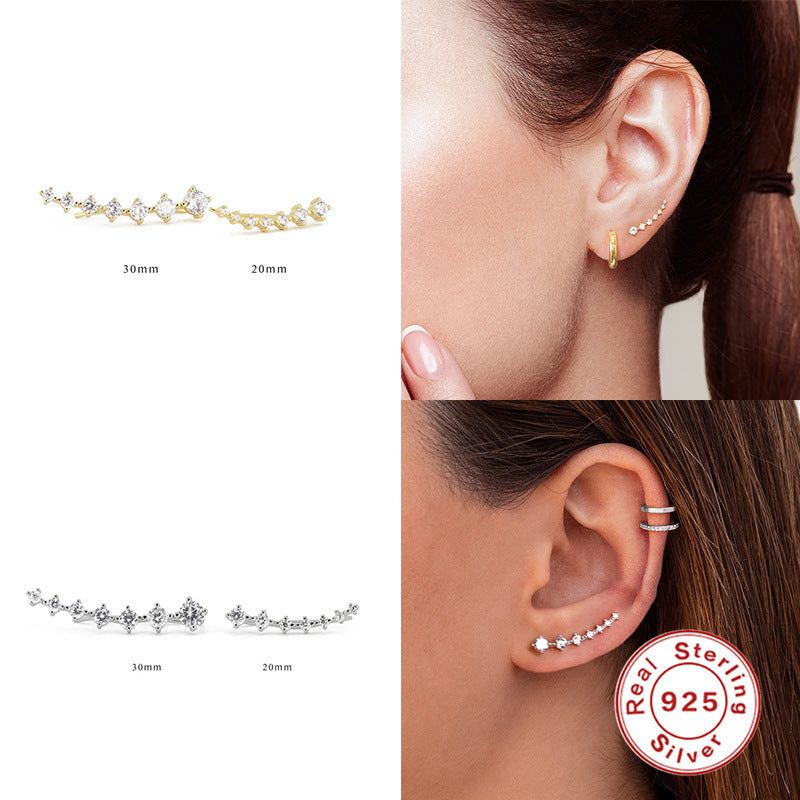 Single Row Shiny Diamond Ear Studs