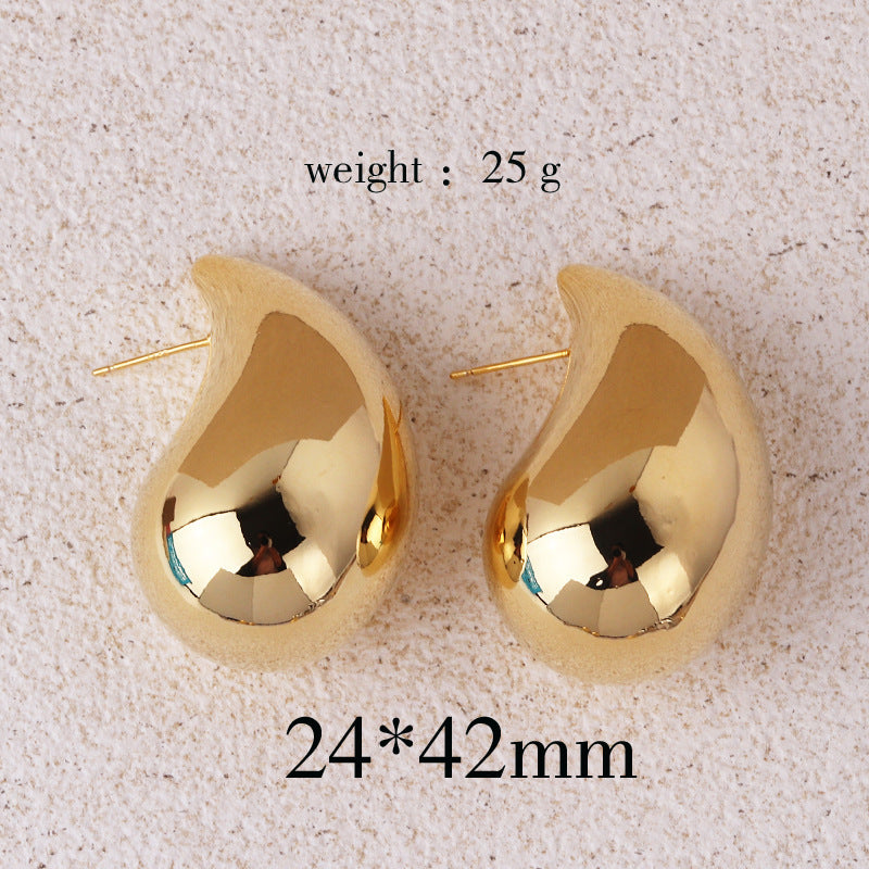 Copper Plating 18K Real Metal Drop-shaped Earrings