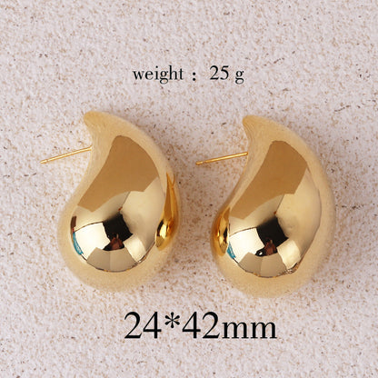 Copper Plating 18K Real Metal Drop-shaped Earrings