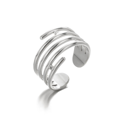 Geometry Pattern Hollow Adjustable Ring