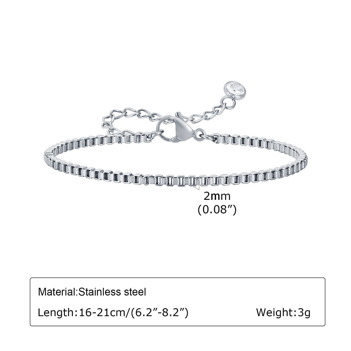 Stainless Steel Box Chain Minority Bracelet