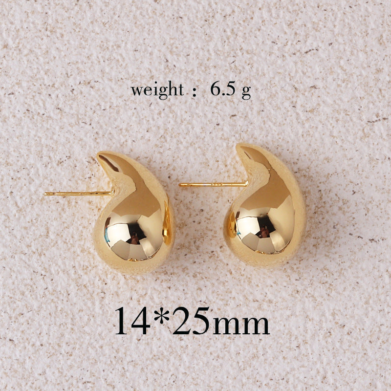 Copper Plating 18K Real Metal Drop-shaped Earrings