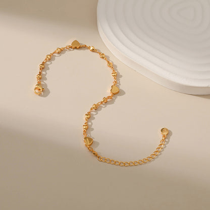 Copper Chain Sweet 18K Gold Plated Love Heart Bracelet