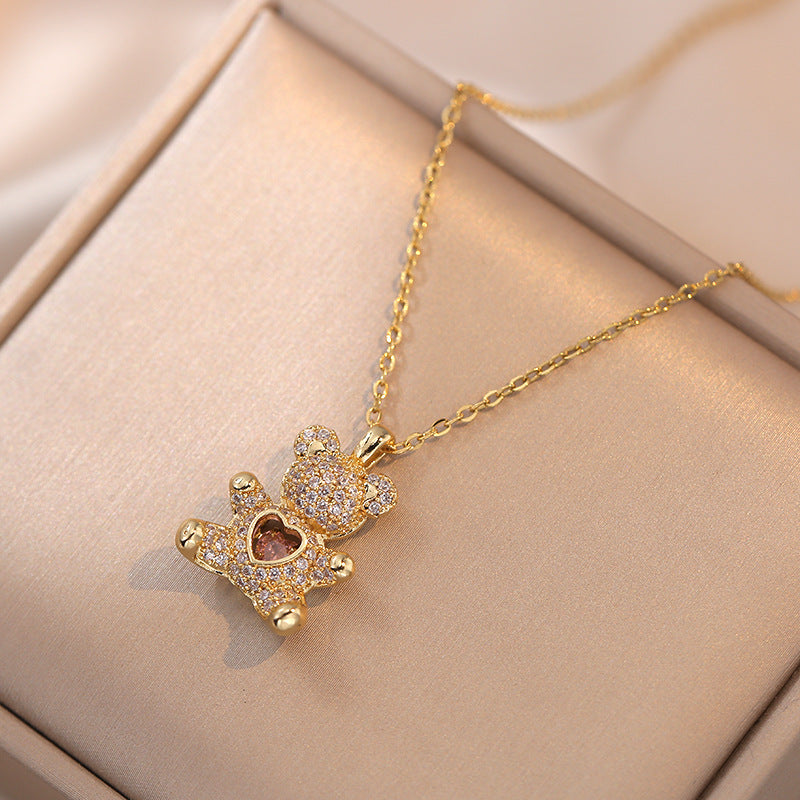 Love Heart Bear Necklace