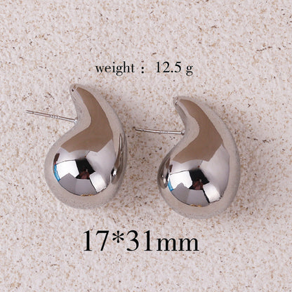 Copper Plating 18K Real Metal Drop-shaped Earrings