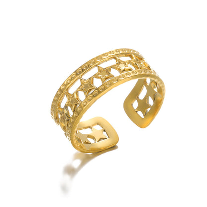 Geometry Pattern Hollow Adjustable Ring