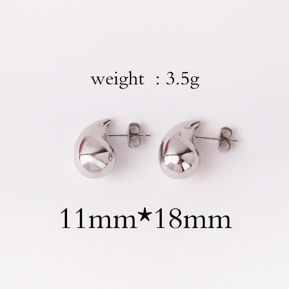 Copper Plating 18K Real Metal Drop-shaped Earrings