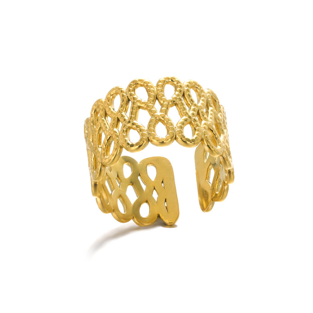 Geometry Pattern Hollow Adjustable Ring