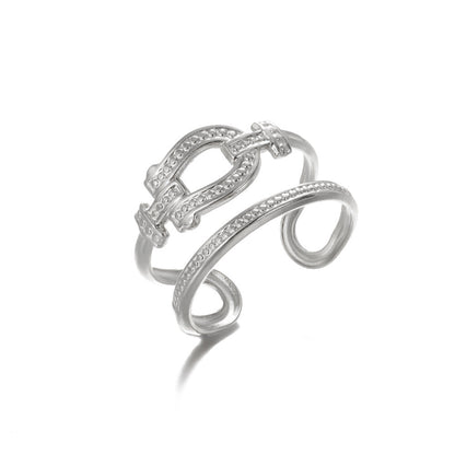 Geometry Pattern Hollow Adjustable Ring